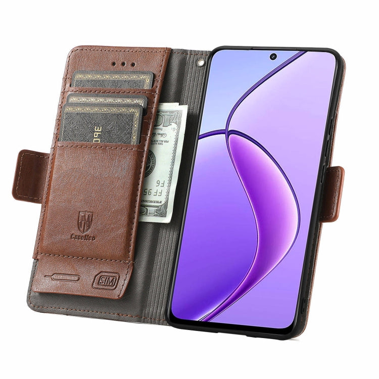 For Realme C65 CaseNeo Splicing Dual Magnetic Buckle Leather Phone Case