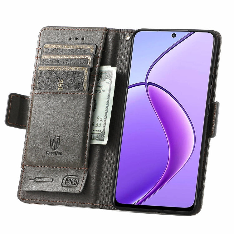 For Realme C65 CaseNeo Splicing Dual Magnetic Buckle Leather Phone Case