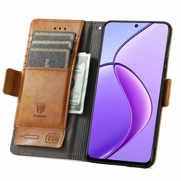 For Realme C65 CaseNeo Splicing Dual Magnetic Buckle Leather Phone Case