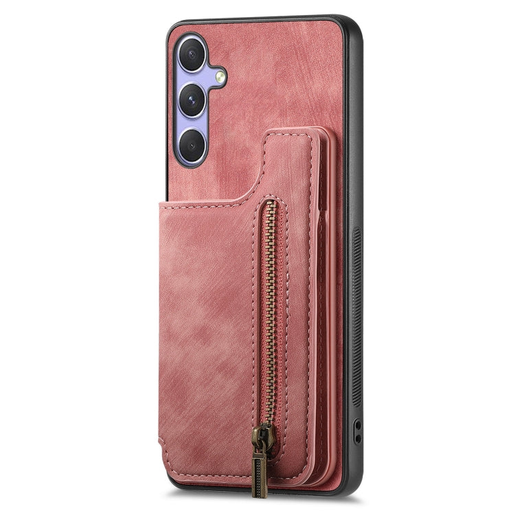 For Samsung Galaxy S25 5G Retro Leather Zipper Wallet Back Phone Case