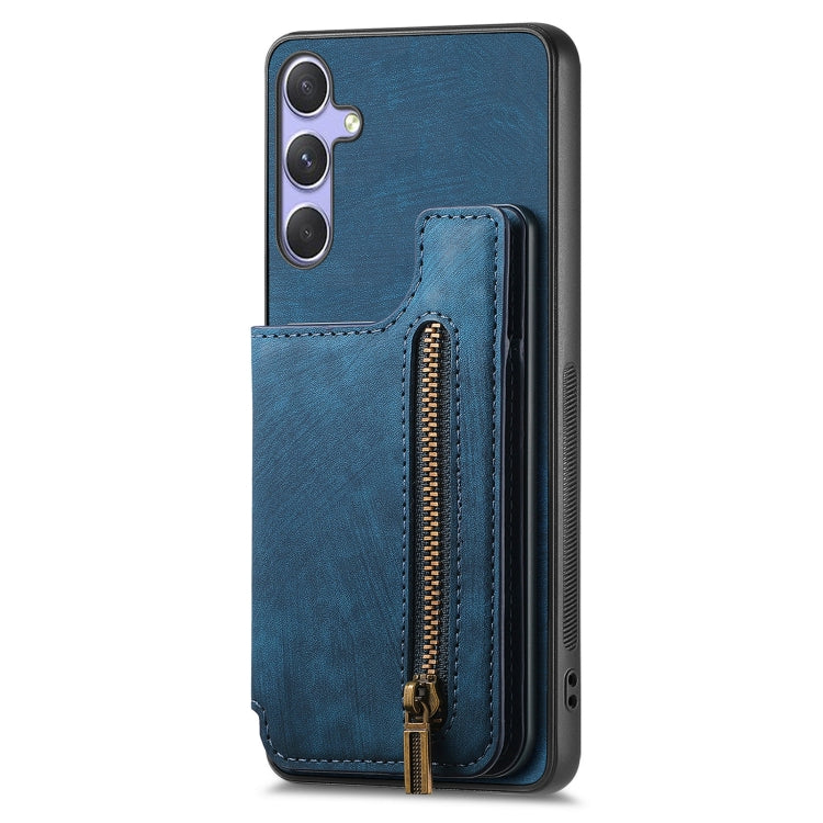 For Samsung Galaxy S25 5G Retro Leather Zipper Wallet Back Phone Case