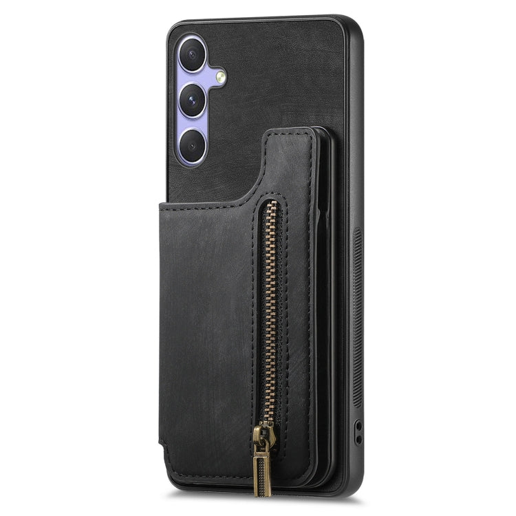 For Samsung Galaxy S25 5G Retro Leather Zipper Wallet Back Phone Case