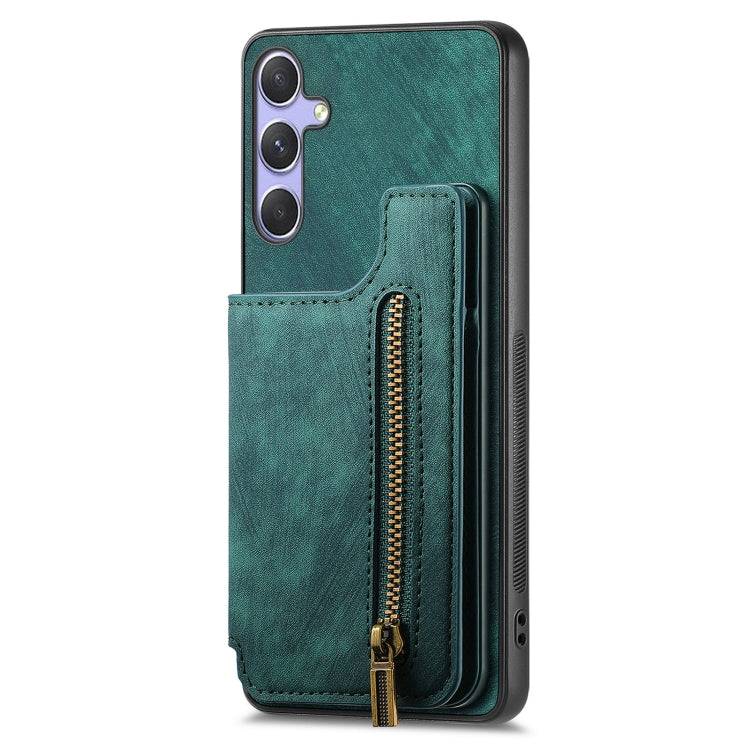 For Samsung Galaxy S25 5G Retro Leather Zipper Wallet Back Phone Case