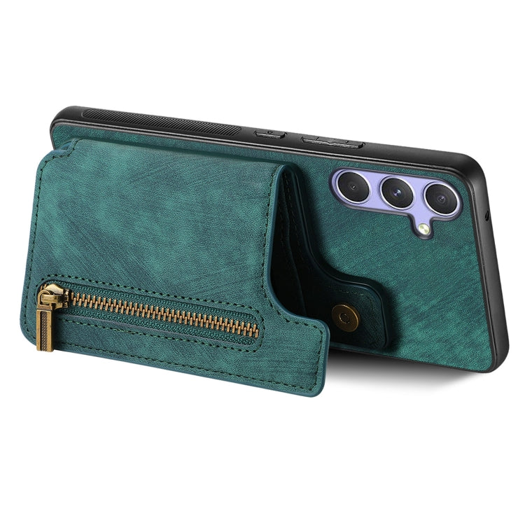 For Samsung Galaxy S25 5G Retro Leather Zipper Wallet Back Phone Case