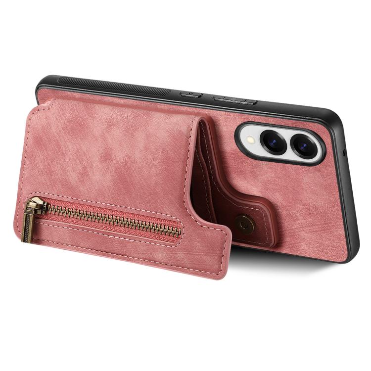 For Samsung Galaxy S25 Edge 5G Retro Leather Zipper Wallet Back Phone Case