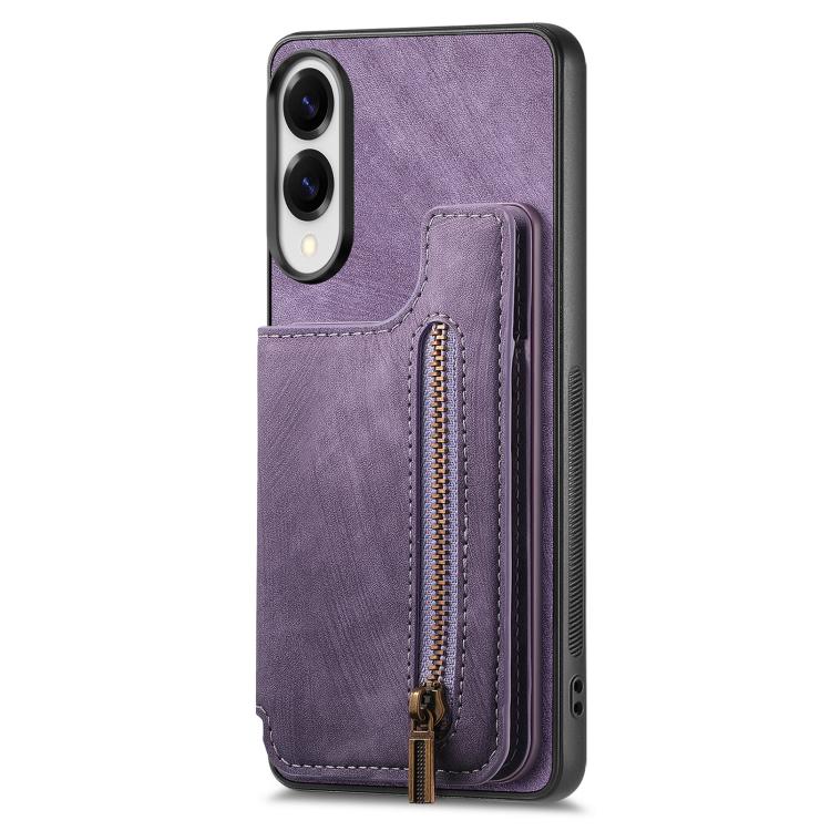 For Samsung Galaxy S25 Edge 5G Retro Leather Zipper Wallet Back Phone Case