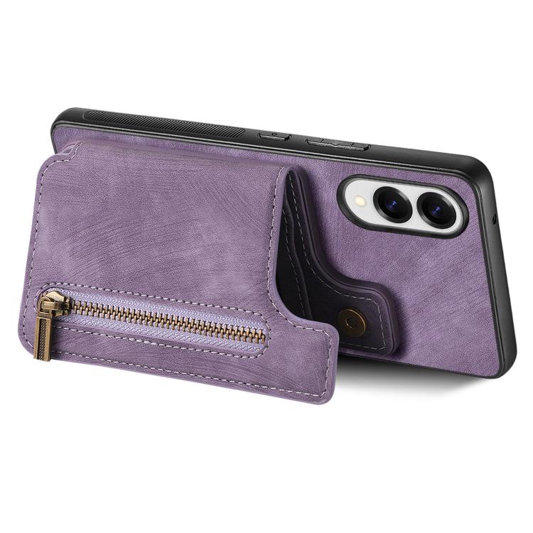 For Samsung Galaxy S25 Edge 5G Retro Leather Zipper Wallet Back Phone Case
