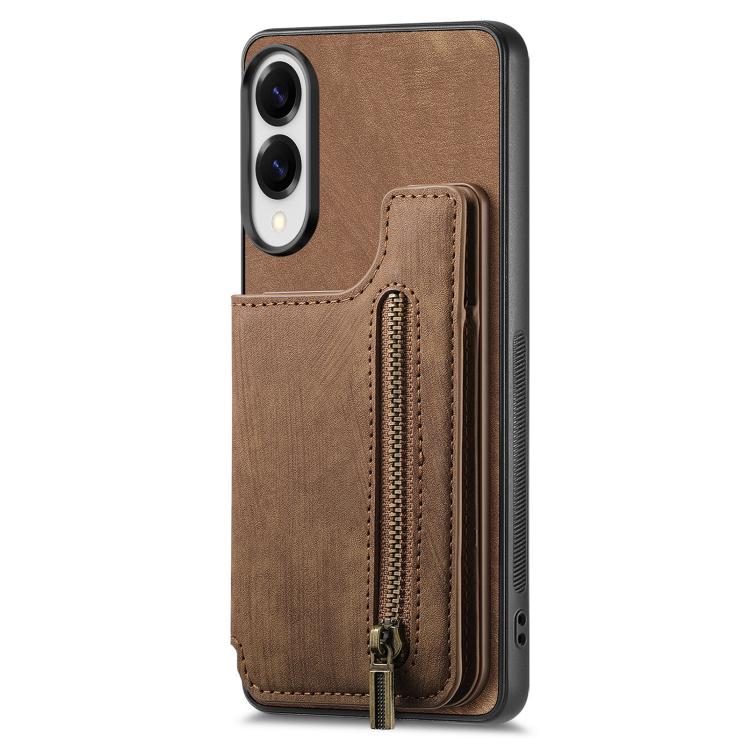For Samsung Galaxy S25 Edge 5G Retro Leather Zipper Wallet Back Phone Case