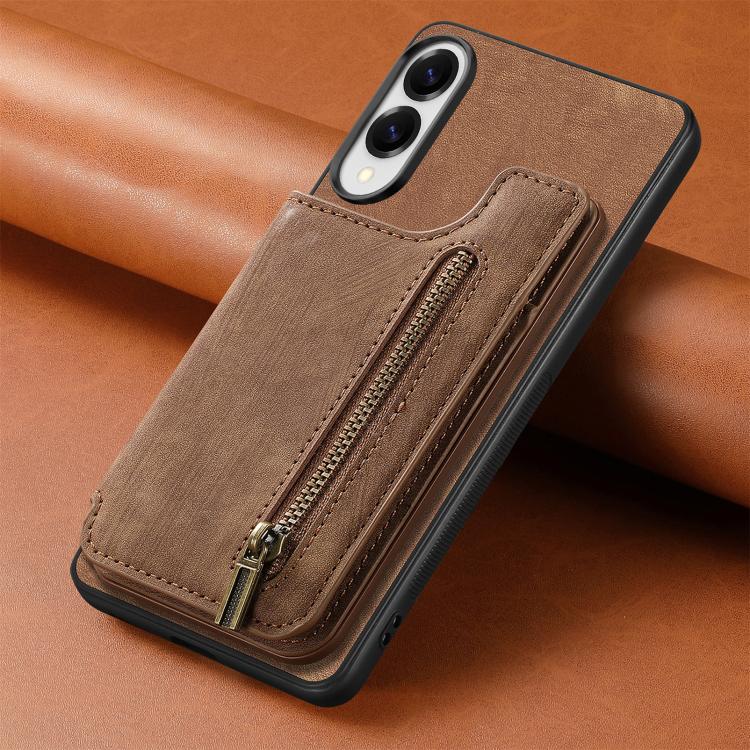 For Samsung Galaxy S25 Edge 5G Retro Leather Zipper Wallet Back Phone Case