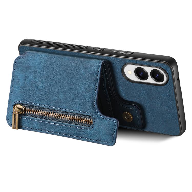 For Samsung Galaxy S25 Edge 5G Retro Leather Zipper Wallet Back Phone Case
