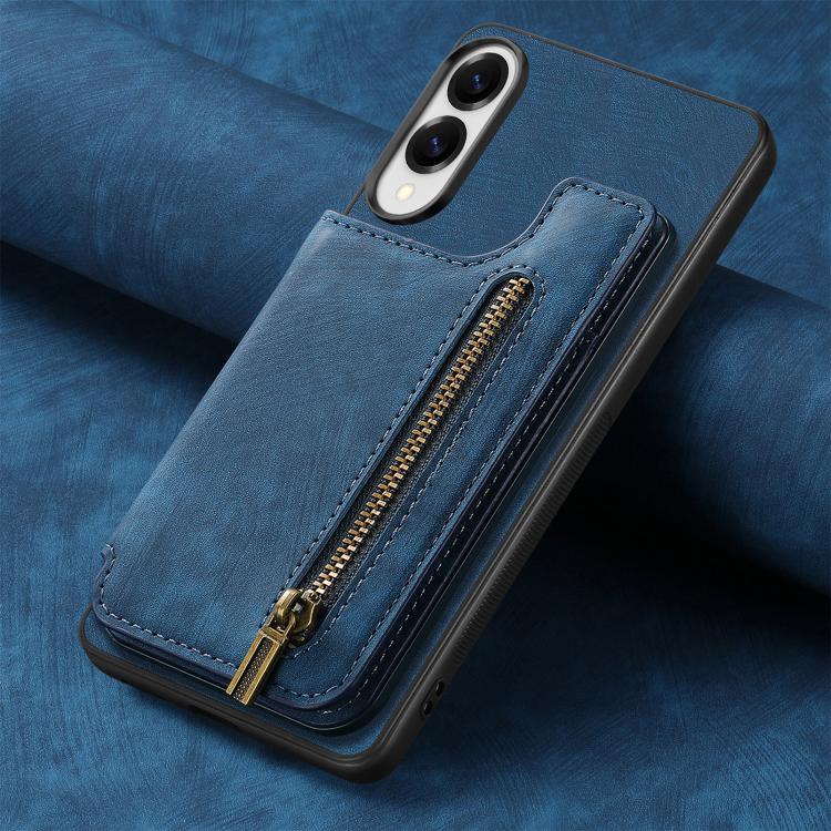 For Samsung Galaxy S25 Edge 5G Retro Leather Zipper Wallet Back Phone Case