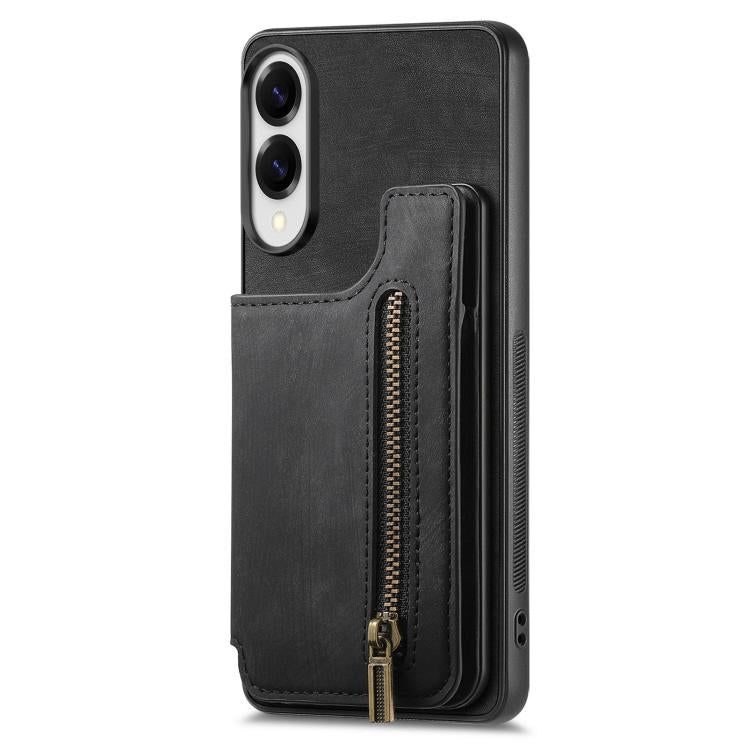 For Samsung Galaxy S25 Edge 5G Retro Leather Zipper Wallet Back Phone Case