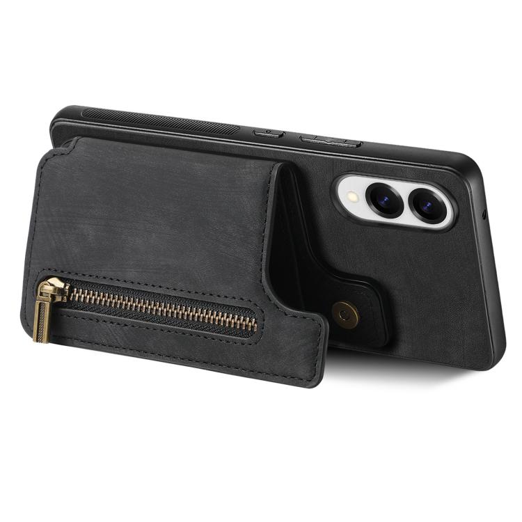 For Samsung Galaxy S25 Edge 5G Retro Leather Zipper Wallet Back Phone Case