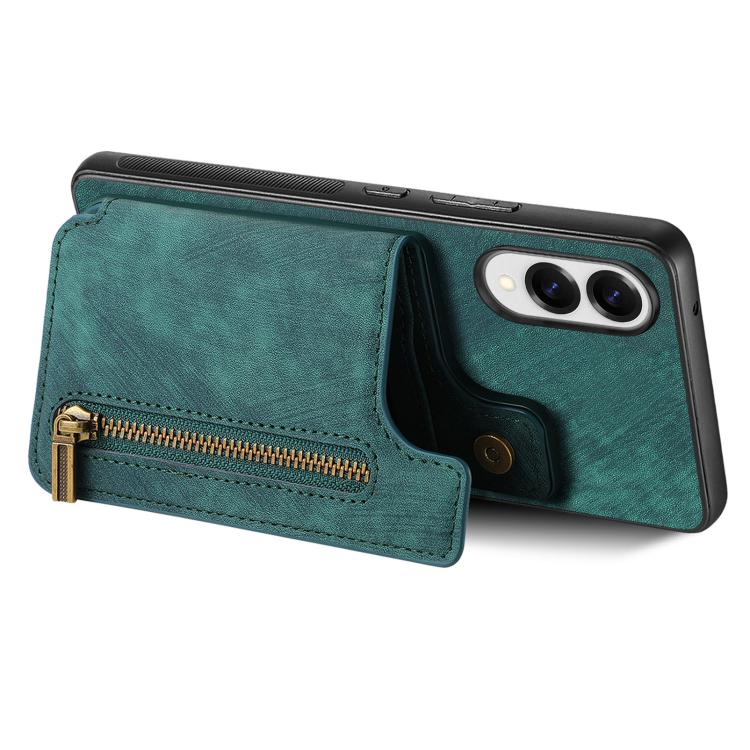 For Samsung Galaxy S25 Edge 5G Retro Leather Zipper Wallet Back Phone Case