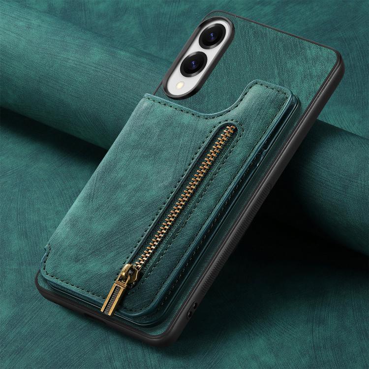 For Samsung Galaxy S25 Edge 5G Retro Leather Zipper Wallet Back Phone Case