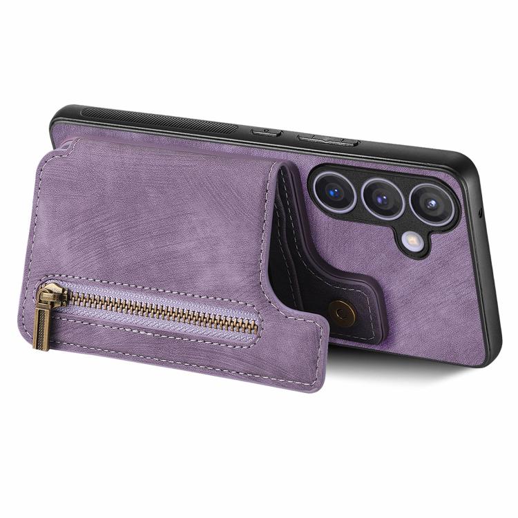 For Samsung Galaxy A57 5G Retro Leather Zipper Wallet Back Phone Case