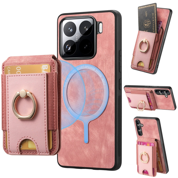 For Xiaomi 15 Pro Retro Splitable Magnetic Stand Card Bag Leather Phone Case