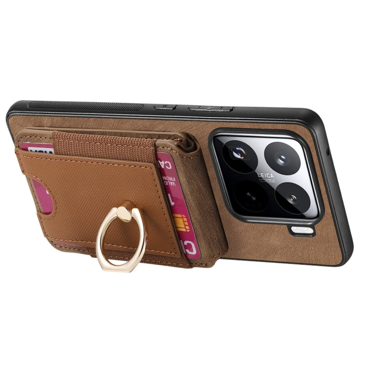 For Xiaomi 15 Pro Retro Splitable Magnetic Stand Card Bag Leather Phone Case