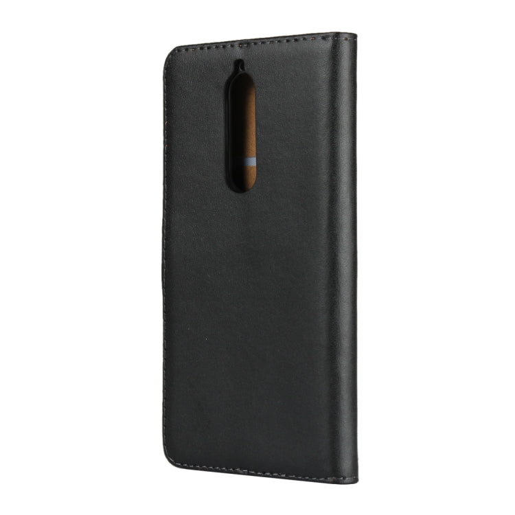 Leather Horizontal Flip Holster for Nokia 5.1 , with Magnetic Clasp and Bracket and Card Slot and Wallet(Black)