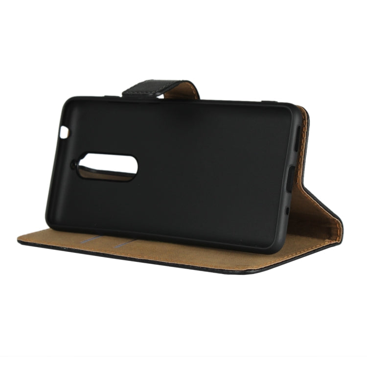 Leather Horizontal Flip Holster for Nokia 5.1 , with Magnetic Clasp and Bracket and Card Slot and Wallet(Black)