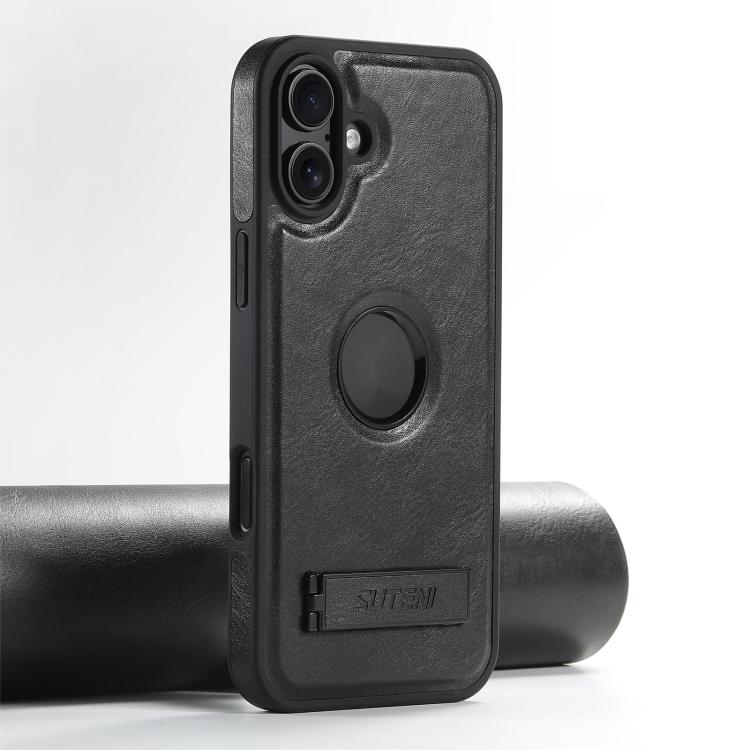For iPhone 17 Suteni G2 Magsafe Oil Wax Leather Back Phone Case with Holder