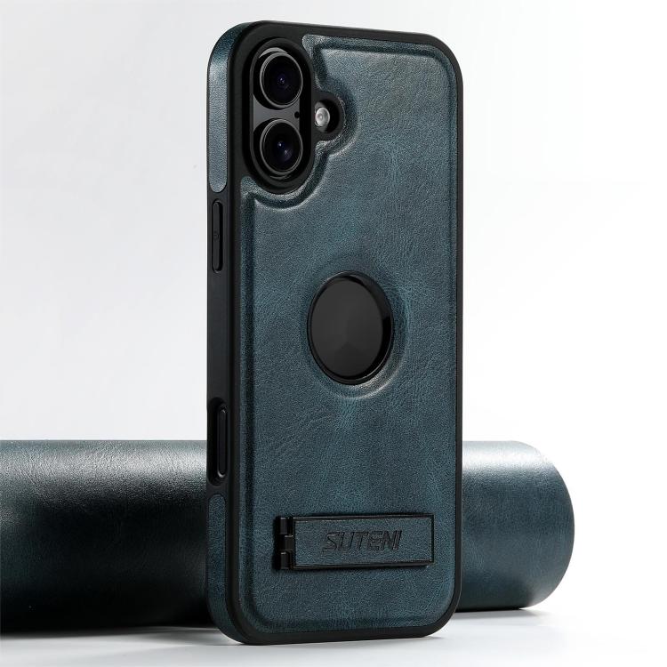 For iPhone 17 Suteni G2 Magsafe Oil Wax Leather Back Phone Case with Holder