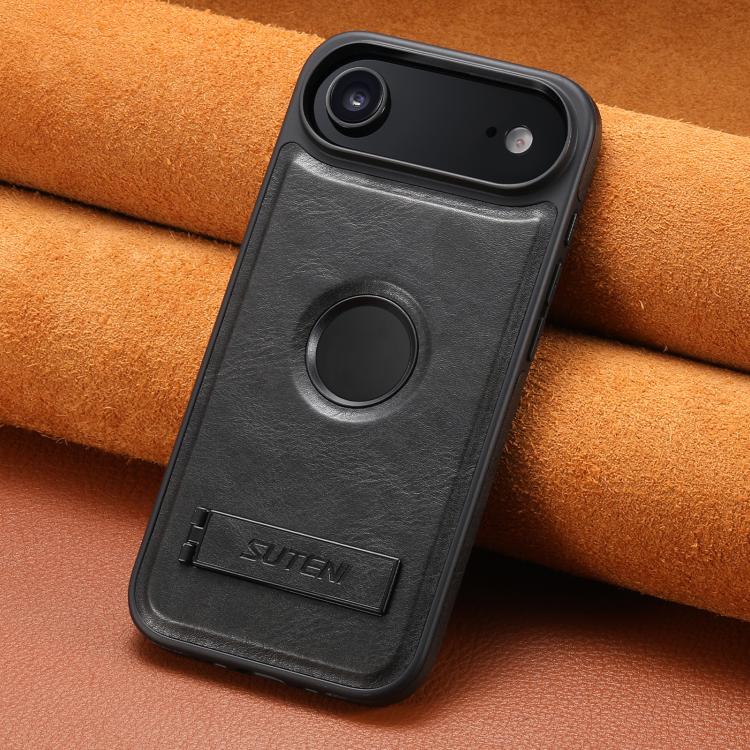 For iPhone Air Suteni G2 Magsafe Oil Wax Leather Back Phone Case with Holder