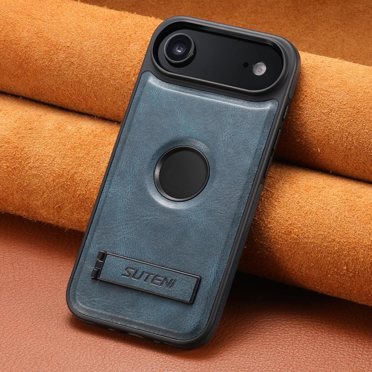 For iPhone Air Suteni G2 Magsafe Oil Wax Leather Back Phone Case with Holder