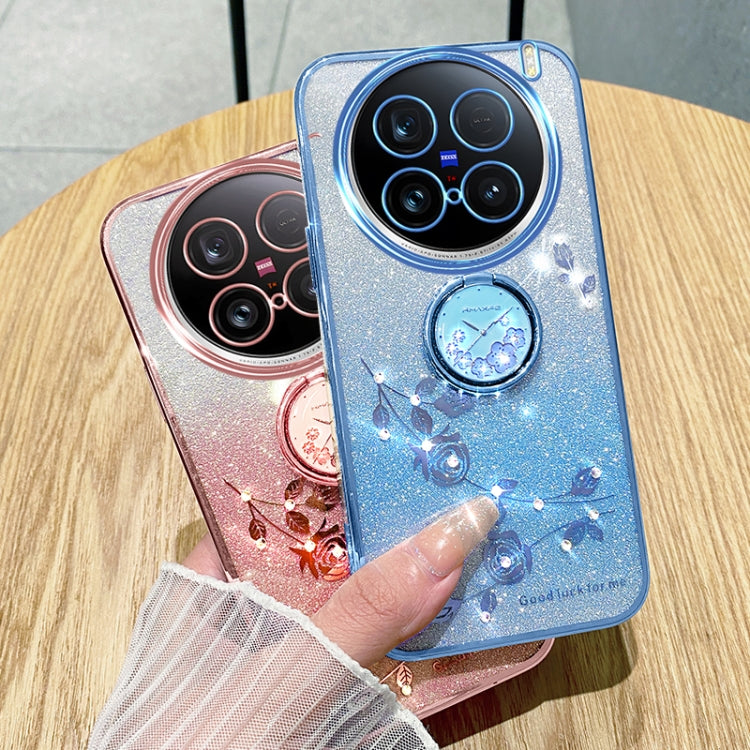 For vivo X100 Ultra Gradient Glitter Immortal Flower Ring All-inclusive Phone Case