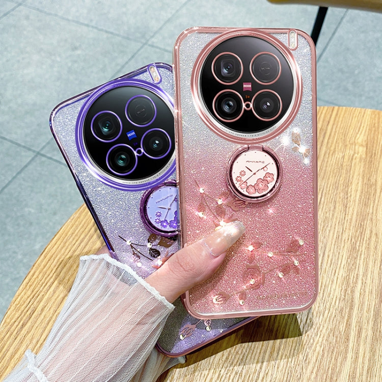 For vivo X100 Ultra Gradient Glitter Immortal Flower Ring All-inclusive Phone Case