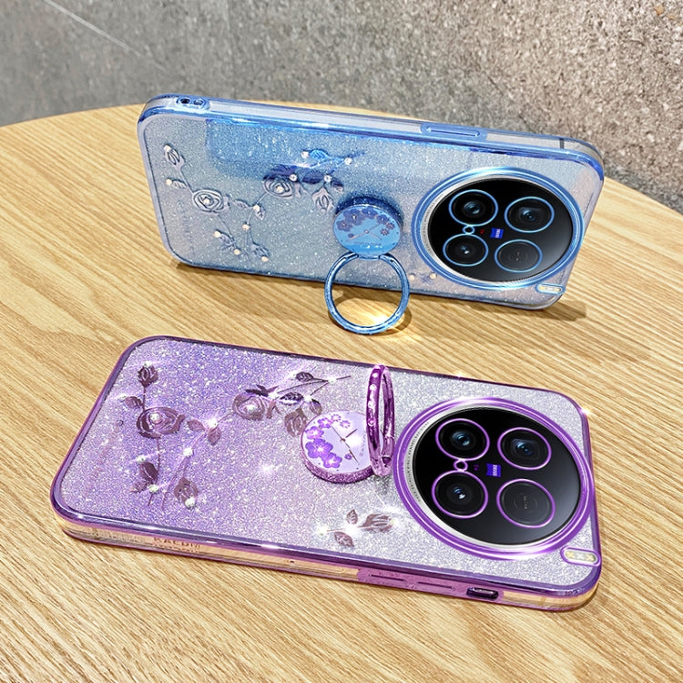 For vivo X100 Ultra Gradient Glitter Immortal Flower Ring All-inclusive Phone Case