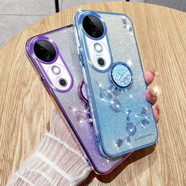 For vivo S19 Gradient Glitter Immortal Flower Ring All-inclusive Phone Case