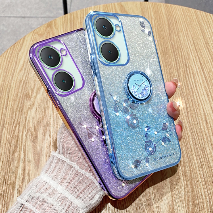 For vivo Y03 4G Global Gradient Glitter Immortal Flower Ring All-inclusive Phone Case
