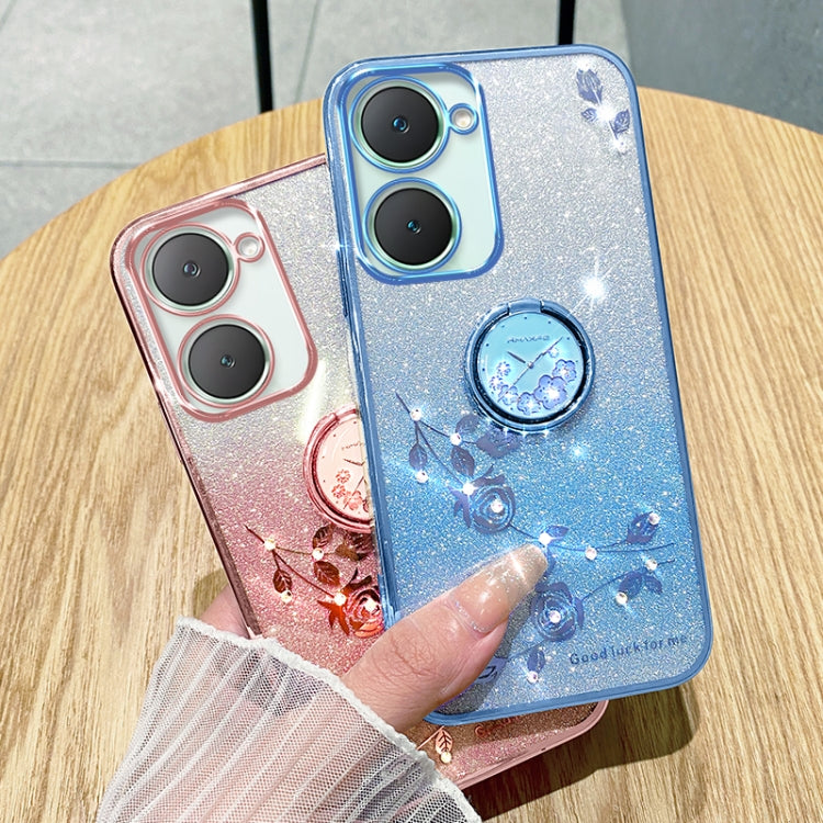 For vivo Y03 4G Global Gradient Glitter Immortal Flower Ring All-inclusive Phone Case