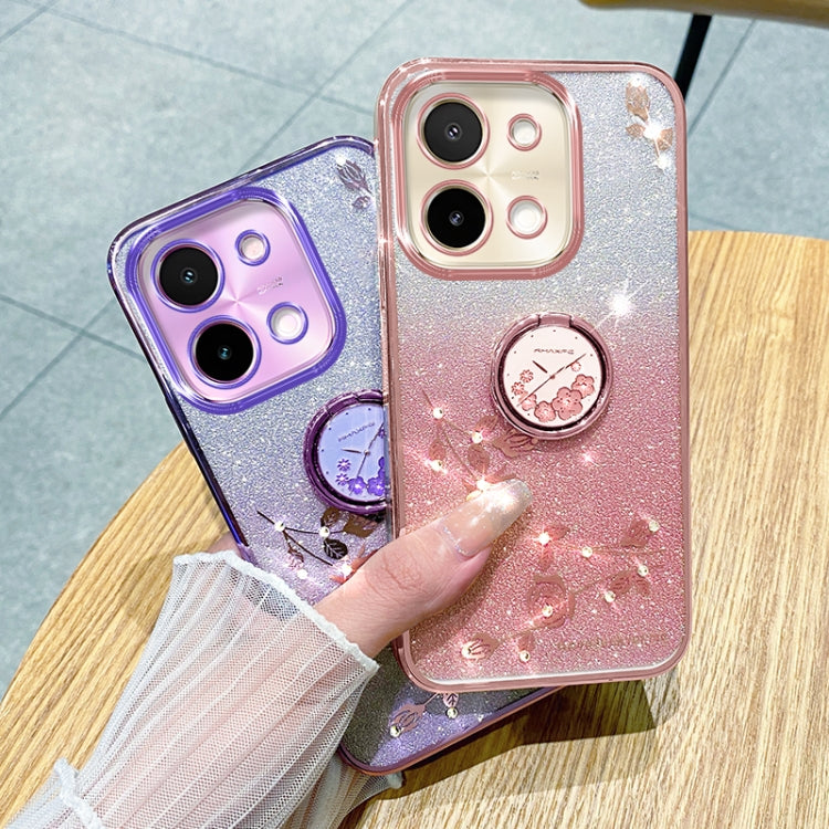 For vivo Y28 4G Gradient Glitter Immortal Flower Ring All-inclusive Phone Case