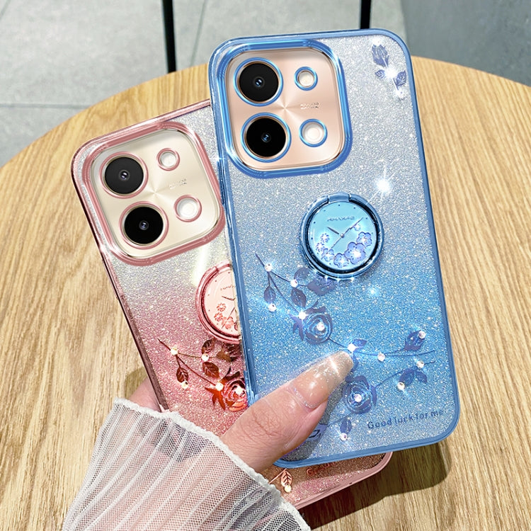 For vivo Y28 4G Gradient Glitter Immortal Flower Ring All-inclusive Phone Case