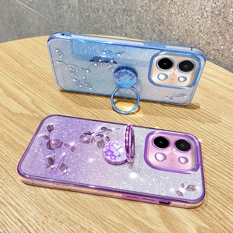 For vivo Y28 4G Gradient Glitter Immortal Flower Ring All-inclusive Phone Case