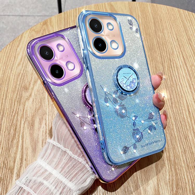 For vivo Y28 4G Gradient Glitter Immortal Flower Ring All-inclusive Phone Case