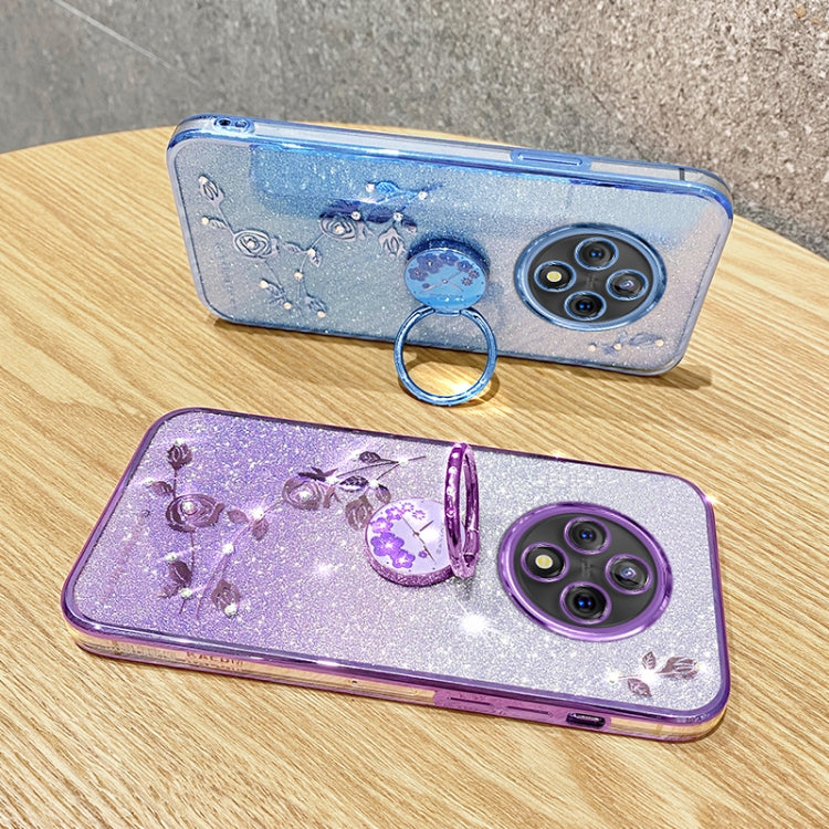 For vivo Y300 Pro Gradient Glitter Immortal Flower Ring All-inclusive Phone Case