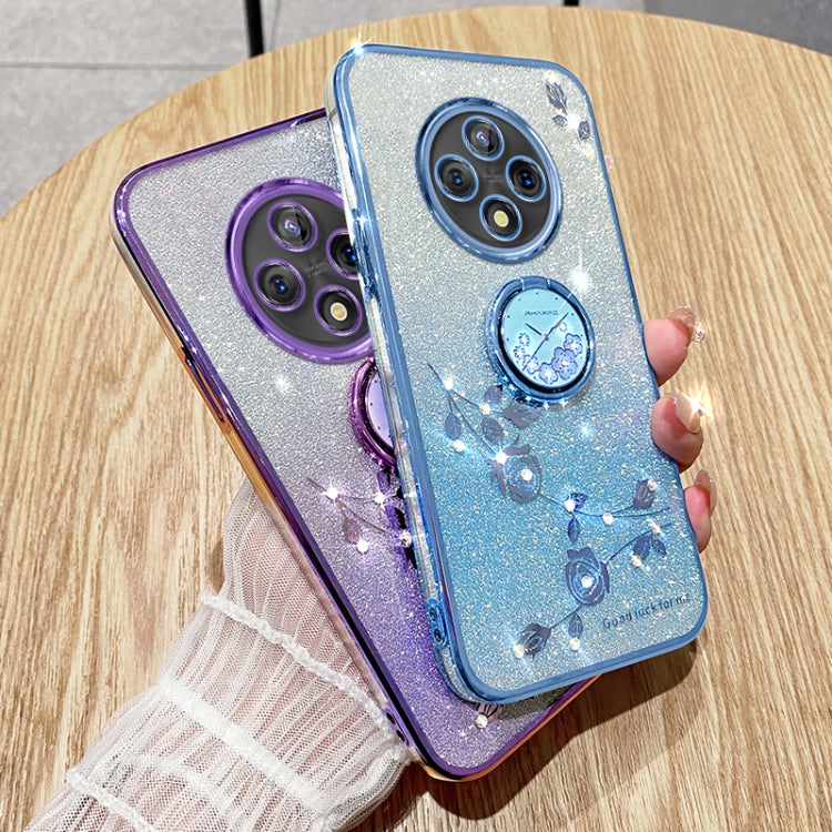 For vivo Y300 Pro Gradient Glitter Immortal Flower Ring All-inclusive Phone Case