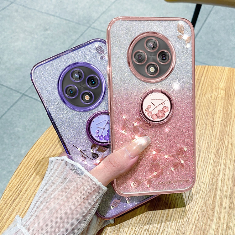For vivo Y300 Pro Gradient Glitter Immortal Flower Ring All-inclusive Phone Case