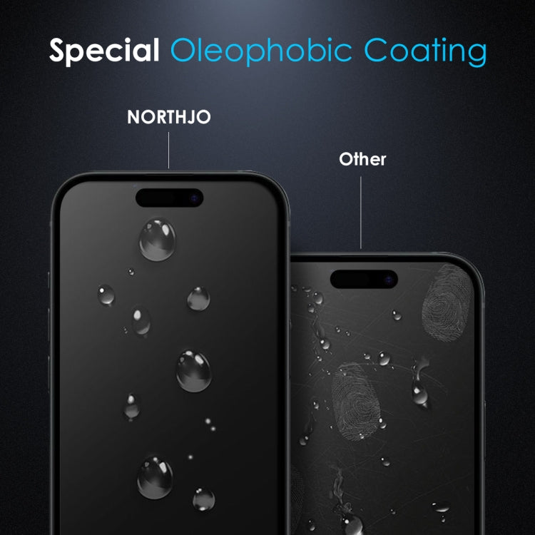 For iPhone 16 NORTHJO A++ 28 Degree Privacy Full Glue Silk Printing Tempered Glass Film