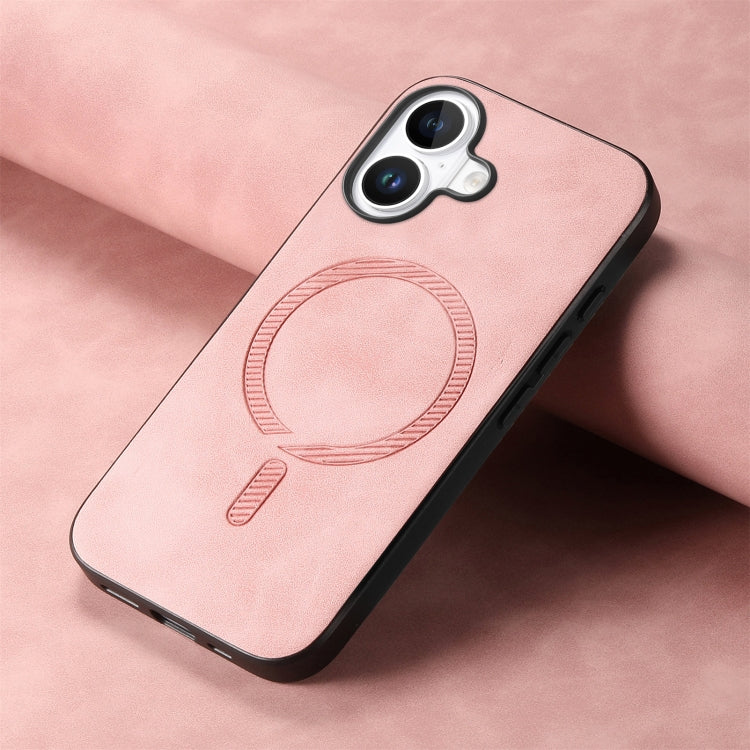For iPhone 16 Solid Color Retro Magsafe PU Back Cover Phone Case