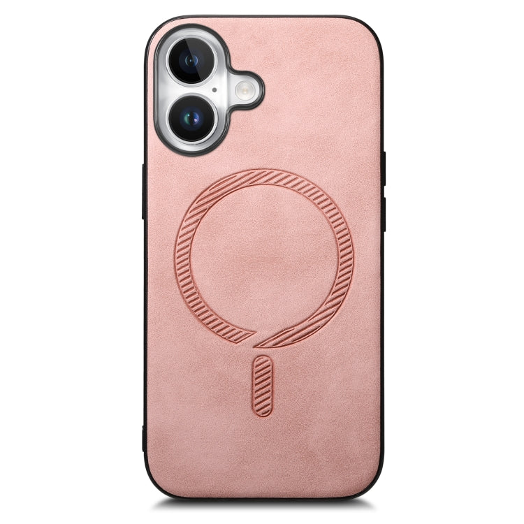 For iPhone 16 Solid Color Retro Magsafe PU Back Cover Phone Case