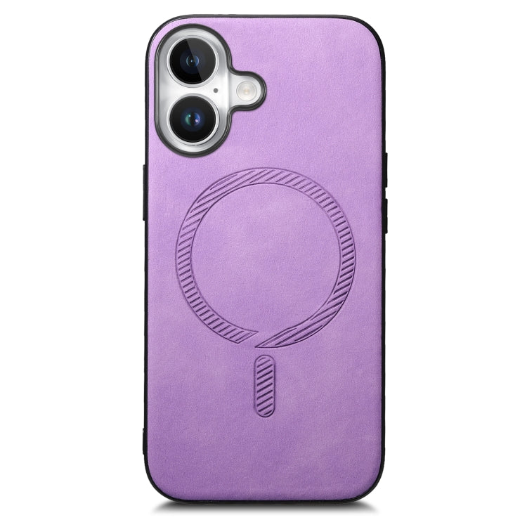 For iPhone 16 Solid Color Retro Magsafe PU Back Cover Phone Case