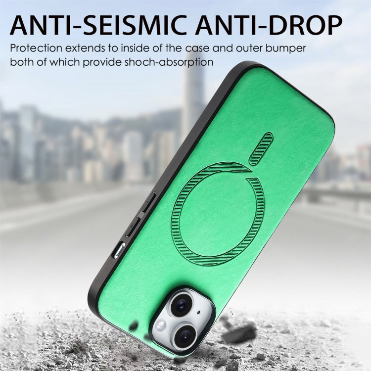 For iPhone 16 Solid Color Retro Magsafe PU Back Cover Phone Case