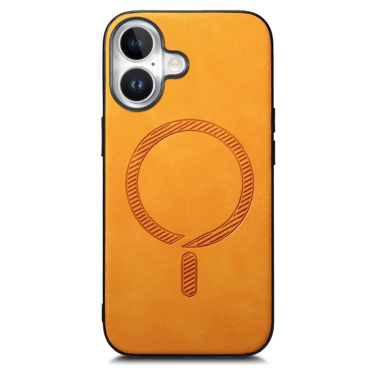 For iPhone 16 Solid Color Retro Magsafe PU Back Cover Phone Case