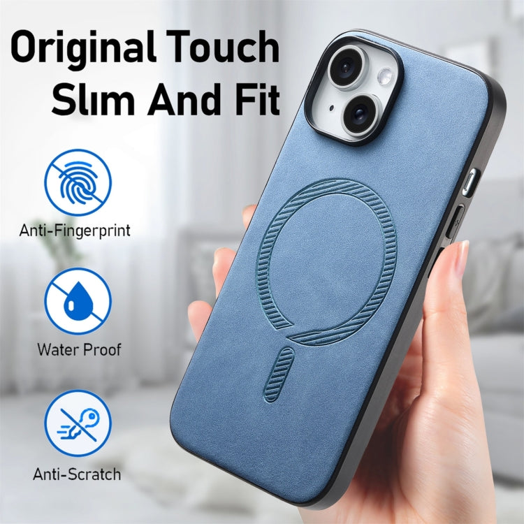 For iPhone 16 Solid Color Retro Magsafe PU Back Cover Phone Case