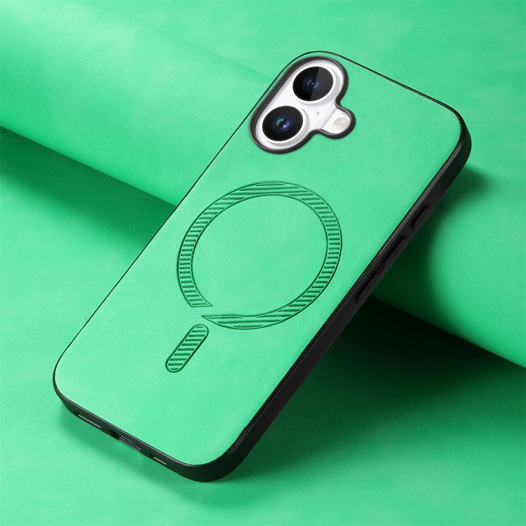 For iPhone 16 Plus Solid Color Retro Magsafe PU Back Cover Phone Case