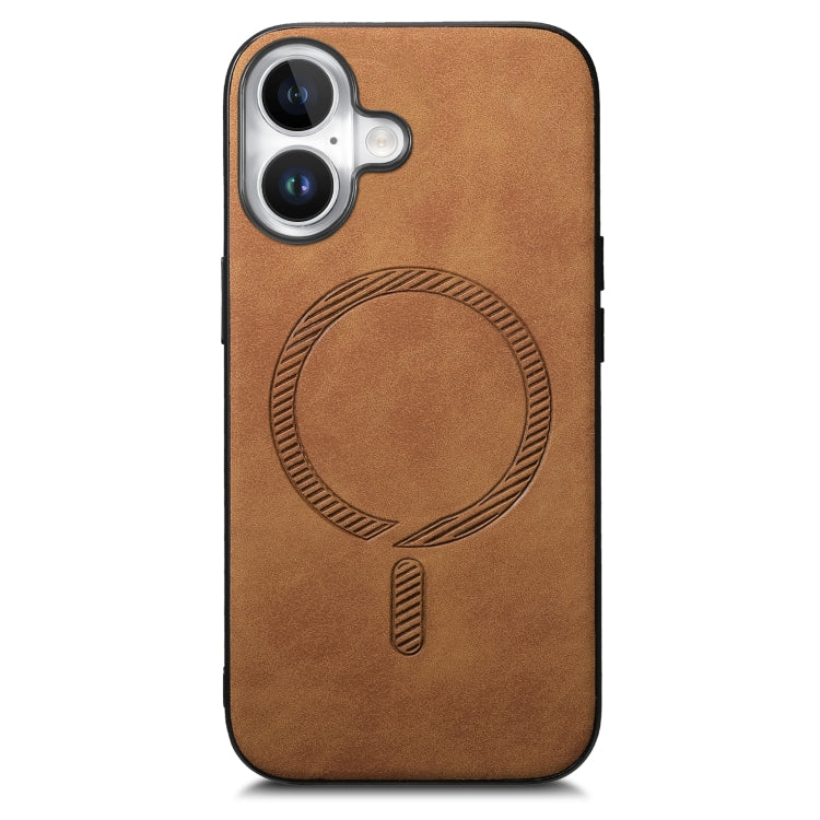 For iPhone 16 Plus Solid Color Retro Magsafe PU Back Cover Phone Case